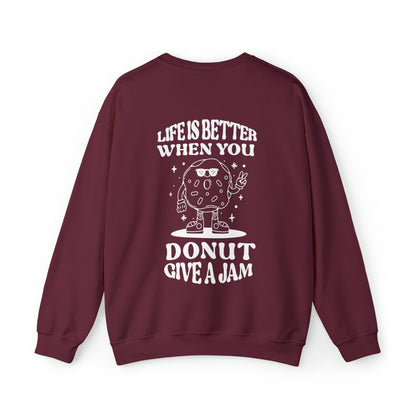 "Donut Worry Be Happy" Two Tone Crewneck Sweatshirt