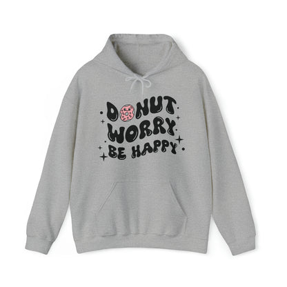 "Donut Worry Be Happy" Drawstring Hoodie