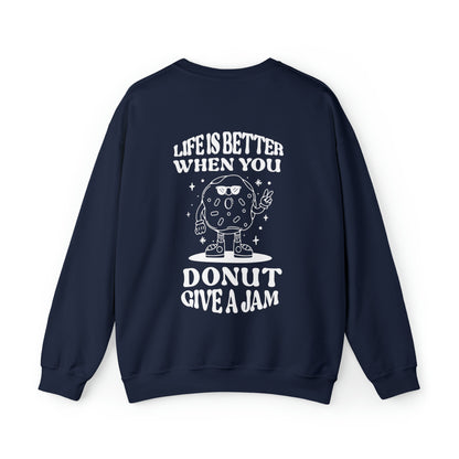 "Donut Worry Be Happy" Two Tone Crewneck Sweatshirt